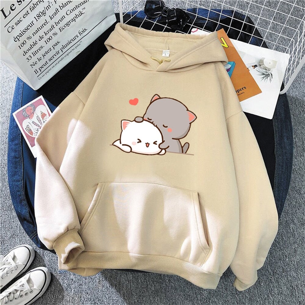 Pepper and Salt Cat Sharing Love Hoodie - Kawaiies - Adorable - Cute - Plushies - Plush - Kawaii