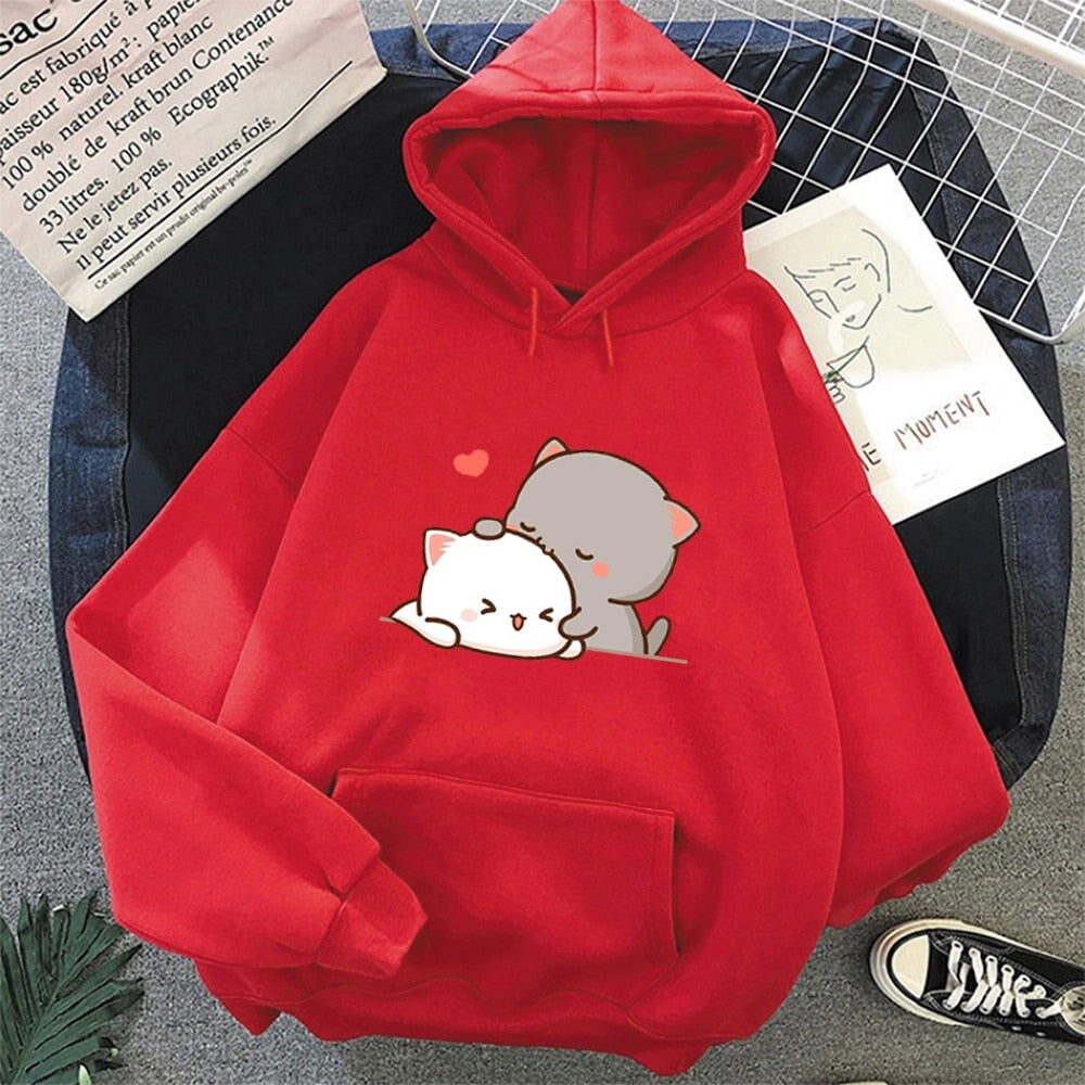 Pepper and Salt Cat Sharing Love Hoodie - Kawaiies - Adorable - Cute - Plushies - Plush - Kawaii