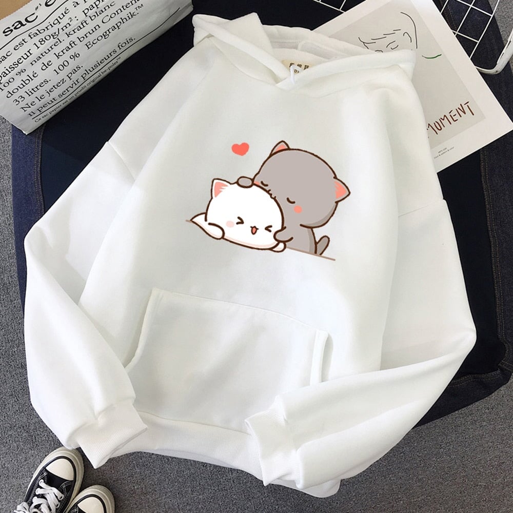 Pepper and Salt Cat Sharing Love Hoodie - Kawaiies - Adorable - Cute - Plushies - Plush - Kawaii