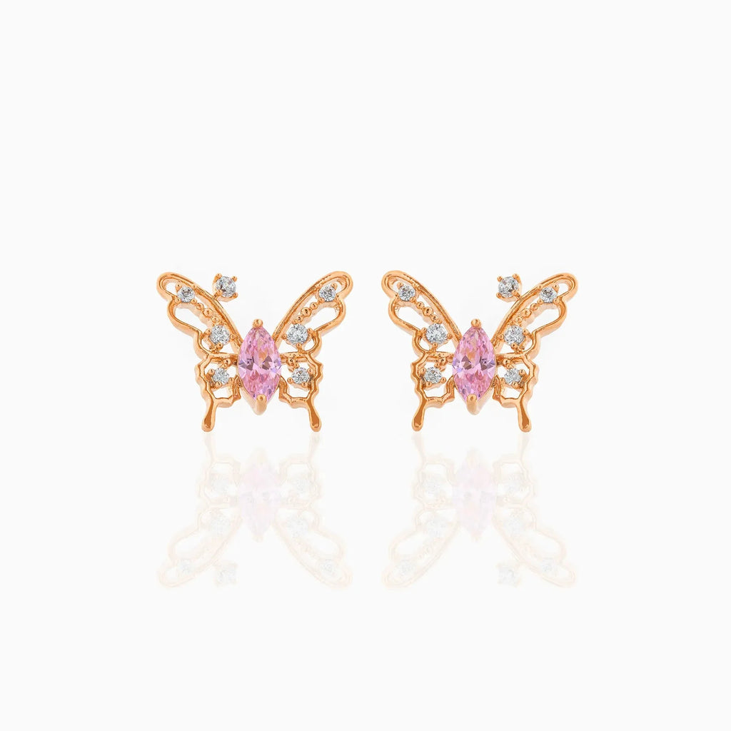 kawaiies-softtoys-plushies-kawaii-plush-Pink Starry Butterfly Gold-plated Stud Earrings Earrings Rose gold 