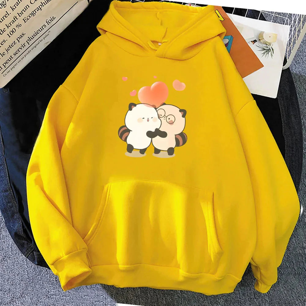 kawaiies-softtoys-plushies-kawaii-plush-Raccoon Hug Love Heart Unisex Hoodie Apparel Yellow XS 