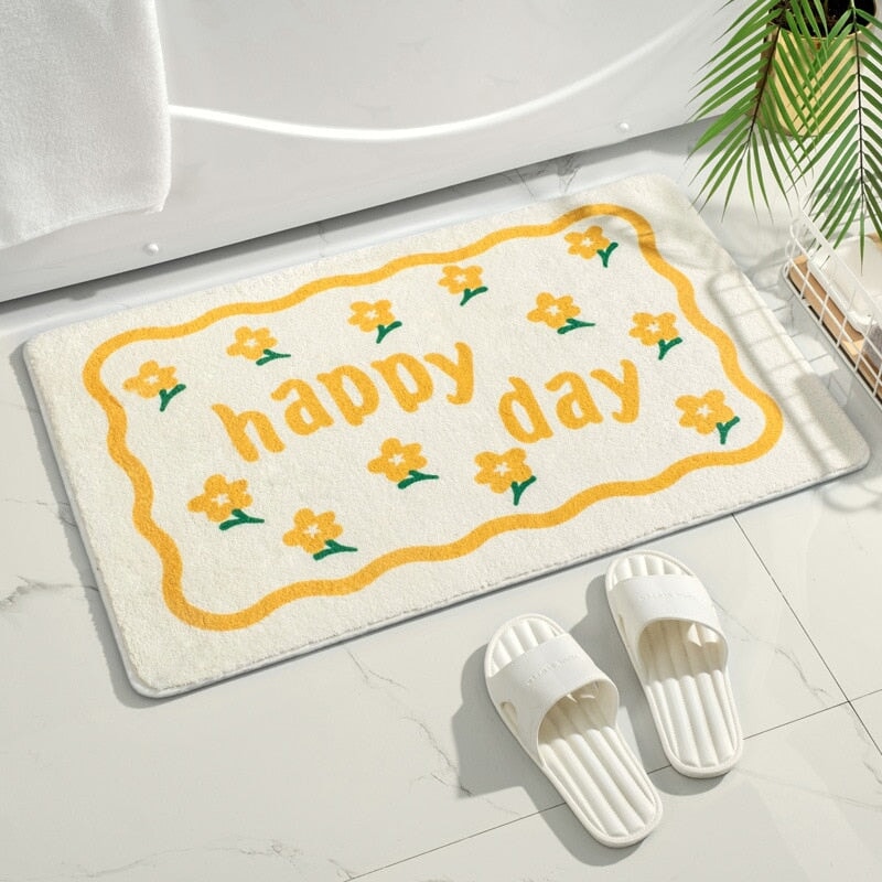 Rectangle Kawaii Floral Non-Slip Bathroom Mat - Kawaiies - Adorable - Cute - Plushies - Plush - Kawaii