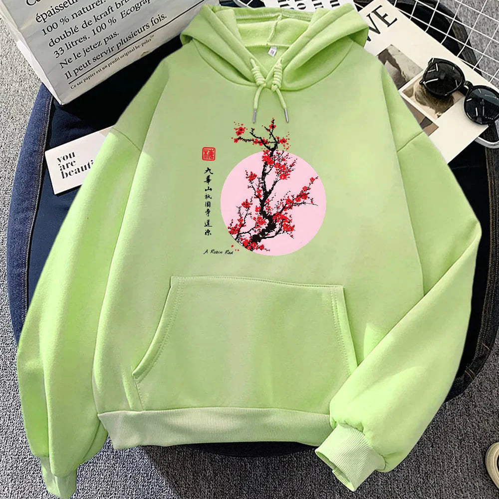 kawaiies-softtoys-plushies-kawaii-plush-Red Sakura Branch Moon Unisex Hoodie Apparel Lime XS 