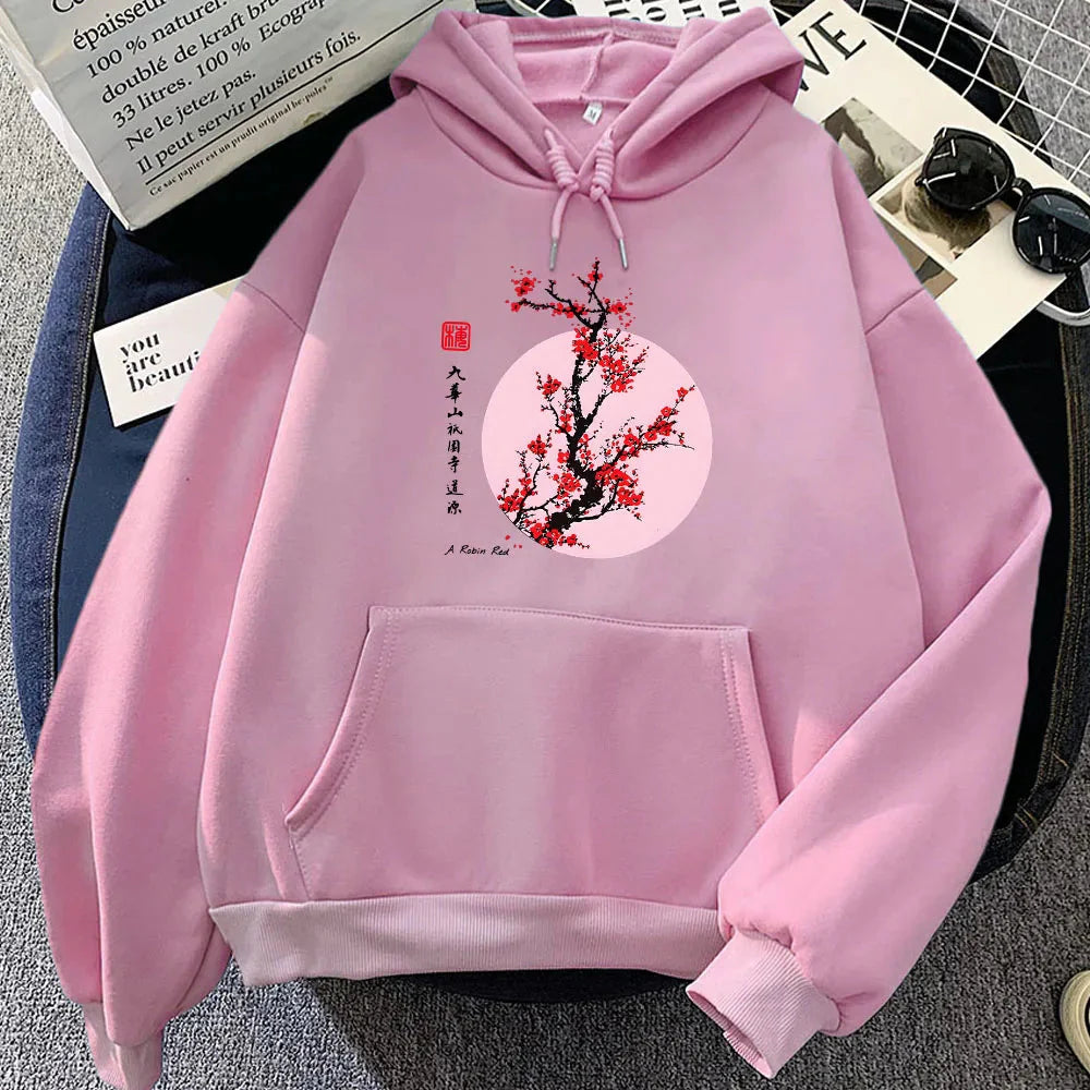 kawaiies-softtoys-plushies-kawaii-plush-Red Sakura Branch Moon Unisex Hoodie Apparel Pink XS 