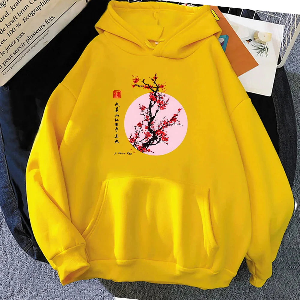 kawaiies-softtoys-plushies-kawaii-plush-Red Sakura Branch Moon Unisex Hoodie Apparel Yellow XS 