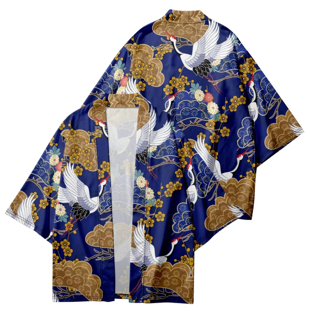 kawaiies-softtoys-plushies-kawaii-plush-Royal Blue Gold Cranes Unisex Kimono Kimono S 