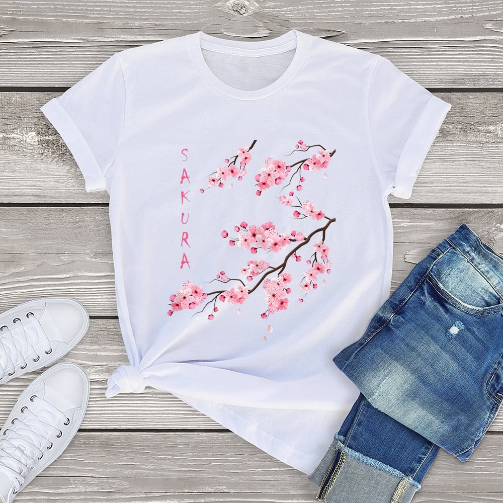 kawaiies-softtoys-plushies-kawaii-plush-Sakura Cherry Blossom Tee Tops White XS 