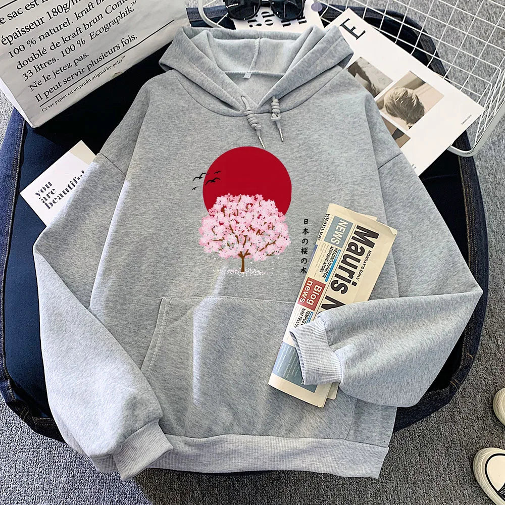 kawaiies-softtoys-plushies-kawaii-plush-Sakura Tree Blood Red Moon Unisex Hoodie Apparel Gray XS 