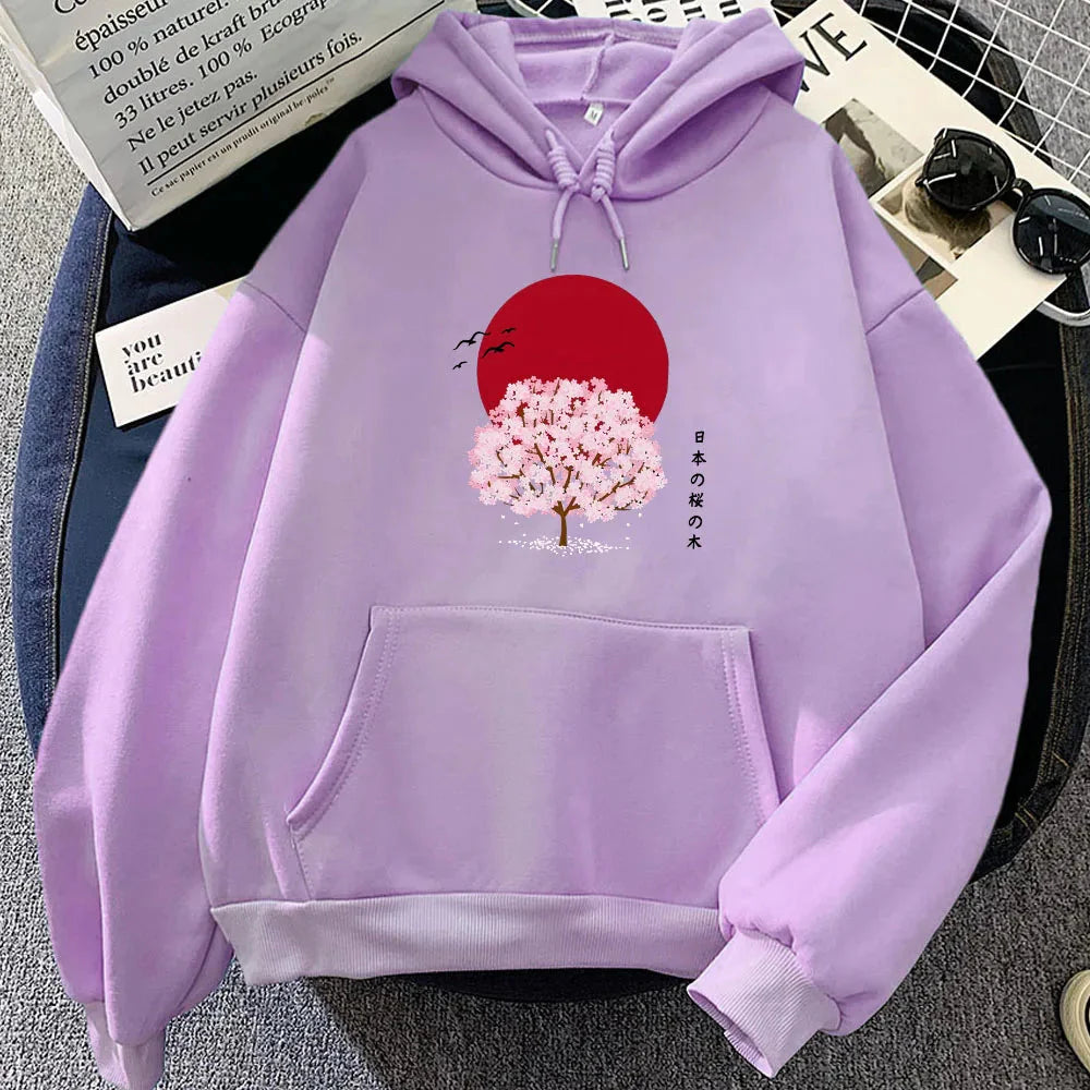 kawaiies-softtoys-plushies-kawaii-plush-Sakura Tree Blood Red Moon Unisex Hoodie Apparel Purple XS 