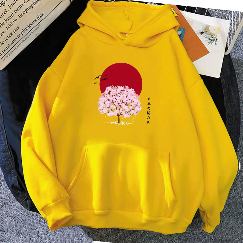 kawaiies-softtoys-plushies-kawaii-plush-Sakura Tree Blood Red Moon Unisex Hoodie Apparel Yellow XS 