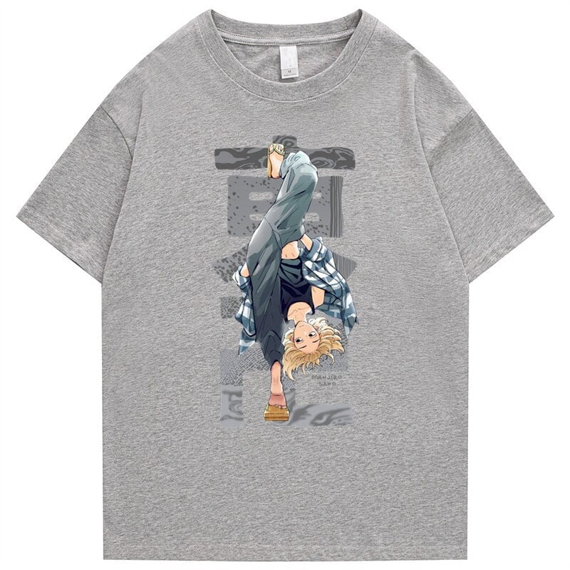 kawaiies-softtoys-plushies-kawaii-plush-Sano Manjiro East Manji Print Tee Tops Gray S 