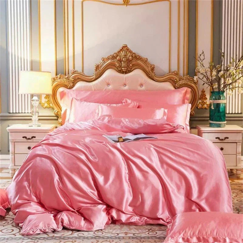 kawaiies-softtoys-plushies-kawaii-plush-Shades of Pink Mulberry Silk Bedding Set Bedding Sets Coral Twin 