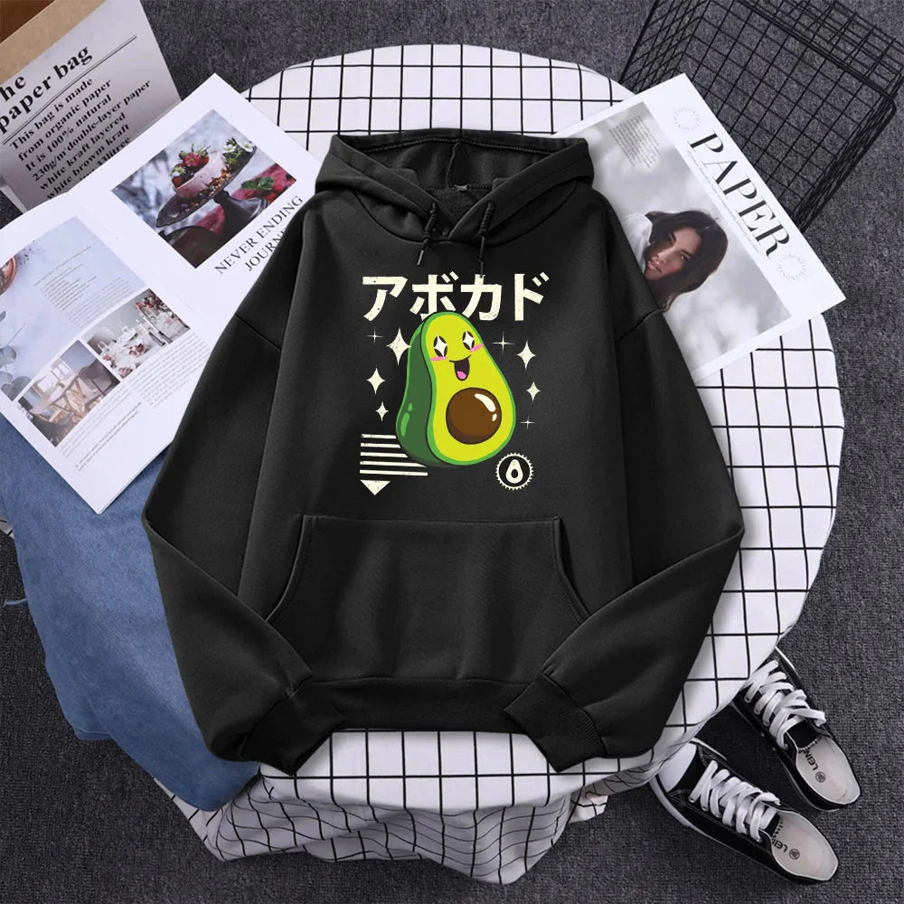 kawaiies-softtoys-plushies-kawaii-plush-Shikako the Happy Avocado Hoodie Hoodies Black S 