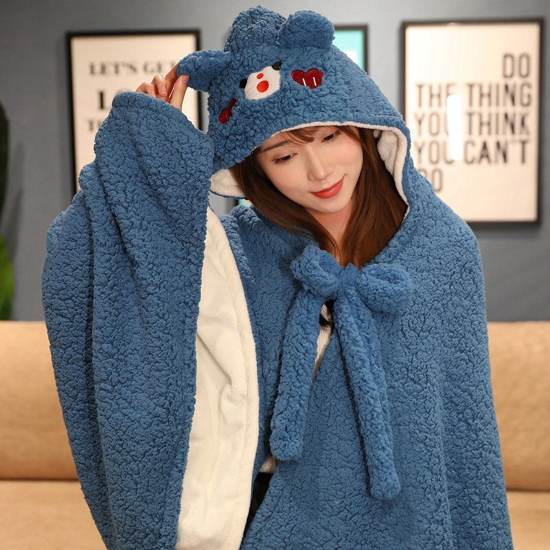 Soft Bunny Bear Poncho Fleece Blanket Cloak - Kawaiies - Adorable - Cute - Plushies - Plush - Kawaii