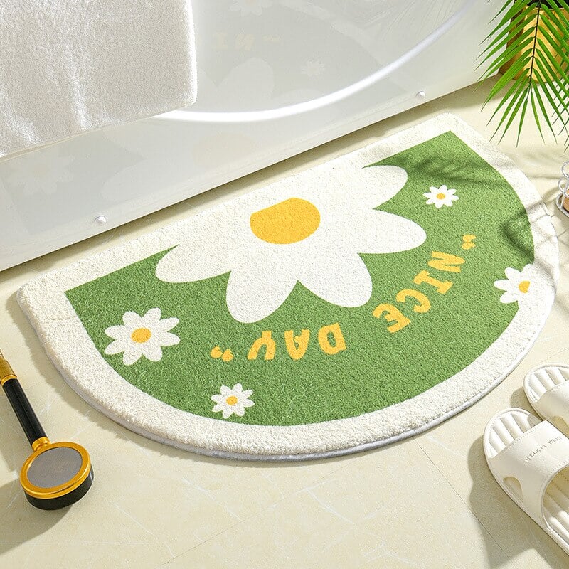 kawaiies-softtoys-plushies-kawaii-plush-Soft Half Oval Floral Fruits Bathroom Mat Collection | NEW Home Decor 40 x 60cm Chrysanthemum 