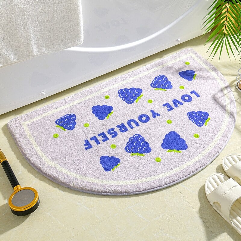 kawaiies-softtoys-plushies-kawaii-plush-Soft Half Oval Floral Fruits Bathroom Mat Collection | NEW Home Decor 40 x 60cm Grapes 