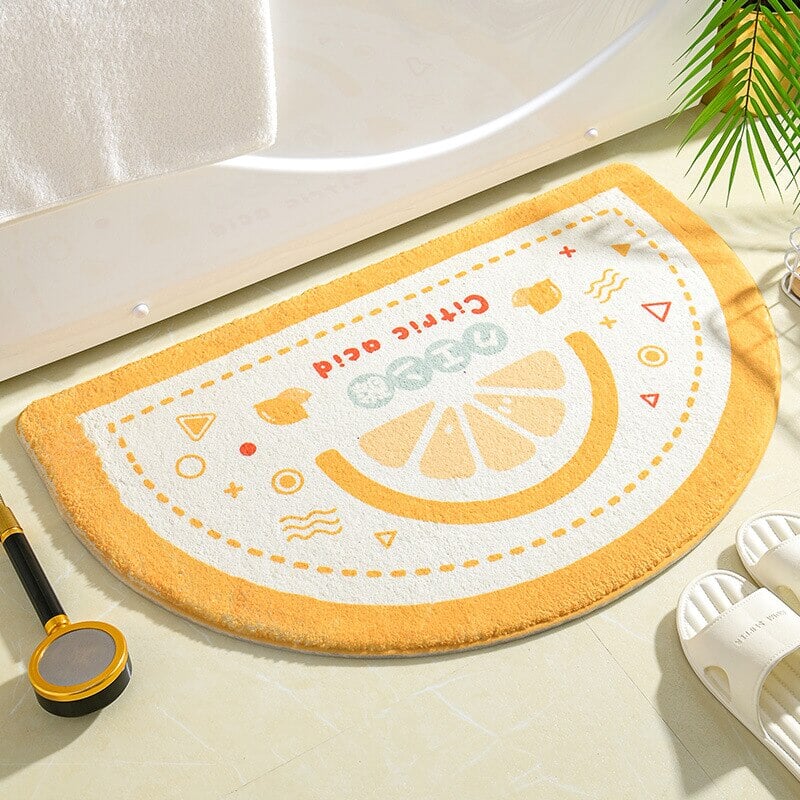 kawaiies-softtoys-plushies-kawaii-plush-Soft Half Oval Floral Fruits Bathroom Mat Collection | NEW Home Decor 40 x 60cm Lemons 