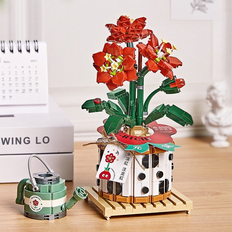 Strawberry Pot & Red Flower Micro Building Blocks - Kawaiies - Adorable - Cute - Plushies - Plush - Kawaii