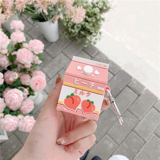 Sweet Peach Milk Carton Airpods Case (1&2&Pro) - Kawaiies - Adorable - Cute - Plushies - Plush - Kawaii