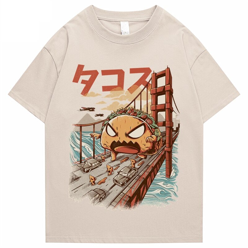 kawaiies-softtoys-plushies-kawaii-plush-Taco Monster Bridge Attack Unisex Tee Apparel Cream S 