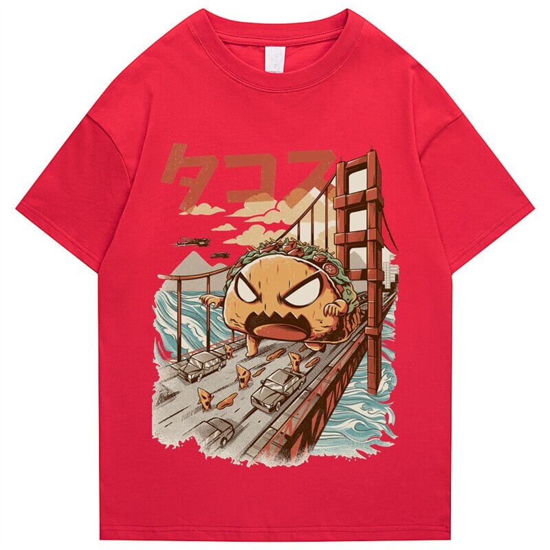 kawaiies-softtoys-plushies-kawaii-plush-Taco Monster Bridge Attack Unisex Tee Apparel Red S 