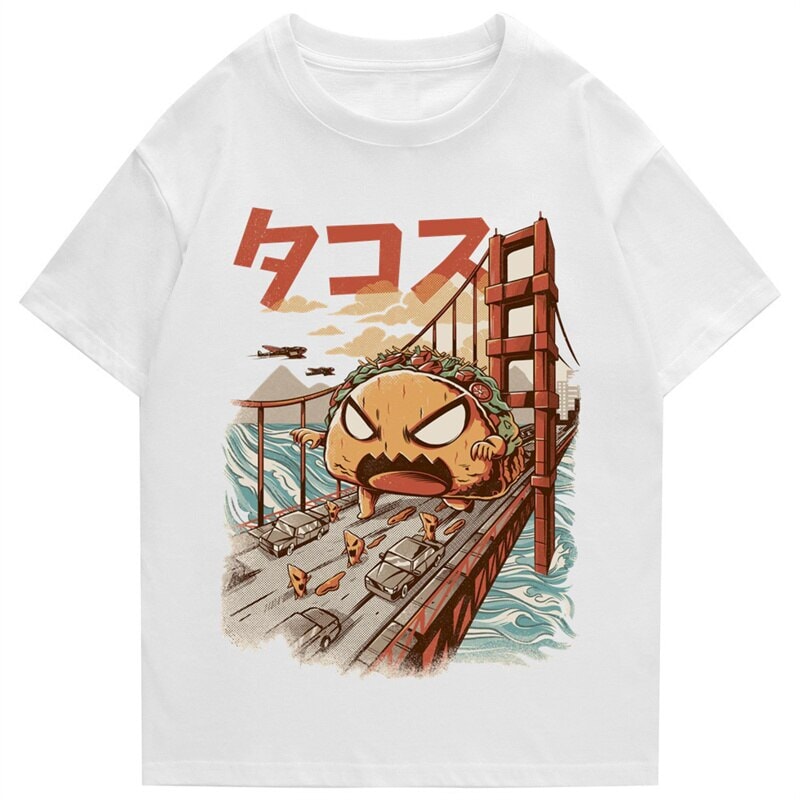 kawaiies-softtoys-plushies-kawaii-plush-Taco Monster Bridge Attack Unisex Tee Apparel White S 