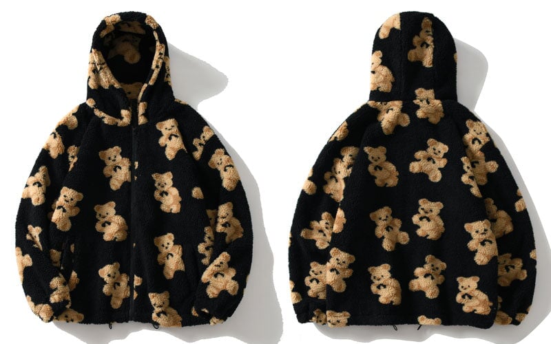 Teddy Bear Fleece Hooded Zip-up Jacket | NEW - Kawaiies - Adorable - Cute - Plushies - Plush - Kawaii