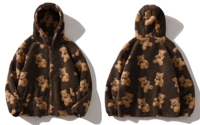 Teddy Bear Fleece Hooded Zip-up Jacket | NEW - Kawaiies - Adorable - Cute - Plushies - Plush - Kawaii