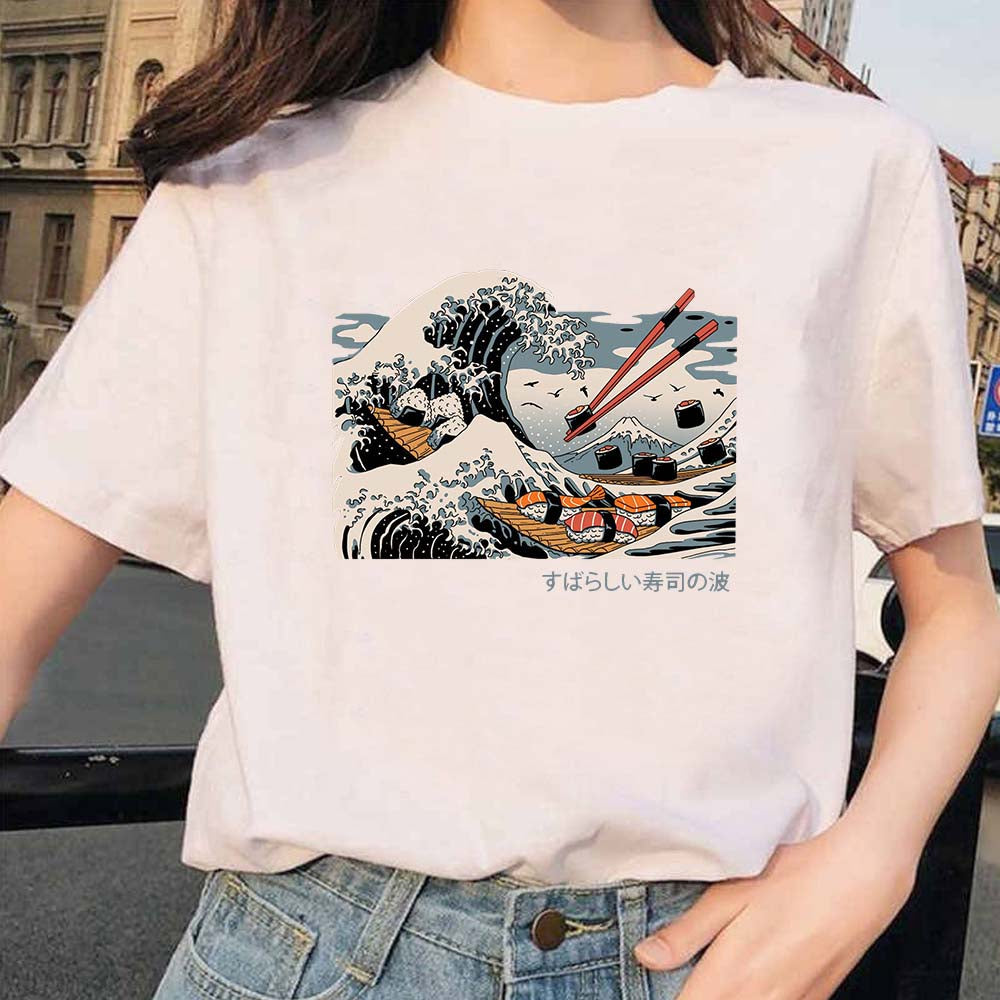 The Great Wave of Sushi Japanese Print Women's Tee - Kawaiies - Adorable - Cute - Plushies - Plush - Kawaii