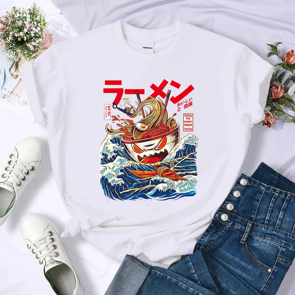 kawaiies-softtoys-plushies-kawaii-plush-The Killer Titan Tonkotsu Ramen on the Run Tee Tops White S 