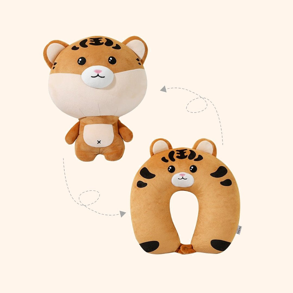 Tiger & Hamster 2-in-1 Travel Neck Support Pillow & Plushie - Kawaiies - Adorable - Cute - Plushies - Plush - Kawaii