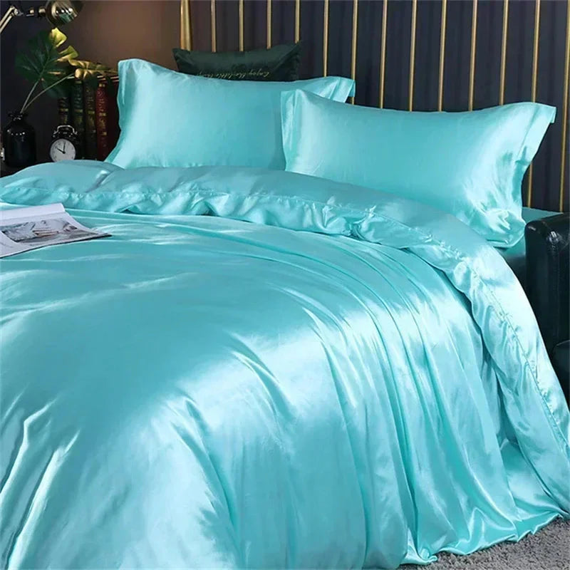 kawaiies-softtoys-plushies-kawaii-plush-Turquoise Mulberry Silk Bedding Set Bedding Sets Turquoise Twin 