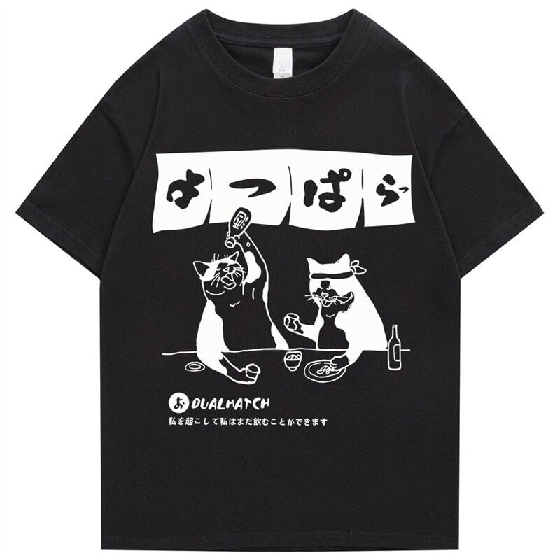 Two Cats Drinking at Japanese Bar Unisex Tee | NEW - Kawaiies - Adorable - Cute - Plushies - Plush - Kawaii