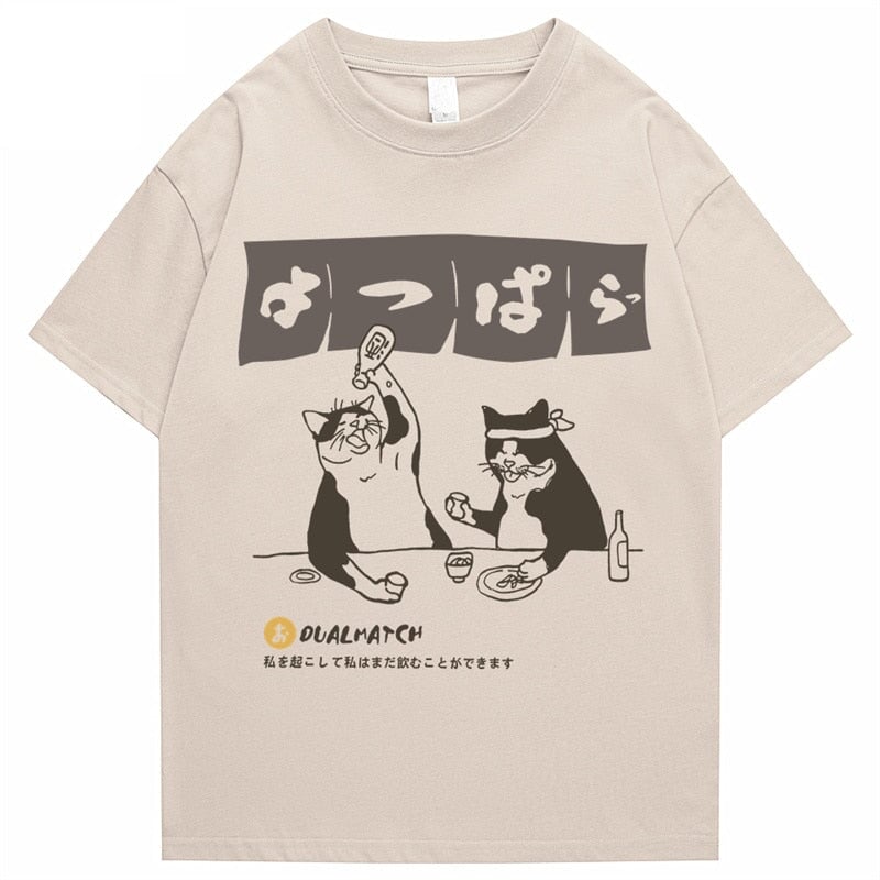 Two Cats Drinking at Japanese Bar Unisex Tee | NEW - Kawaiies - Adorable - Cute - Plushies - Plush - Kawaii