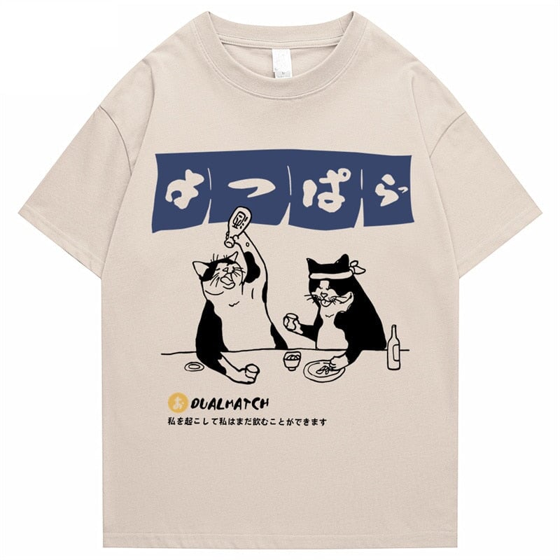 Two Cats Drinking at Japanese Bar Unisex Tee | NEW - Kawaiies - Adorable - Cute - Plushies - Plush - Kawaii