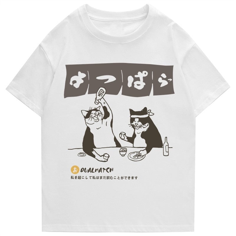 Two Cats Drinking at Japanese Bar Unisex Tee | NEW - Kawaiies - Adorable - Cute - Plushies - Plush - Kawaii