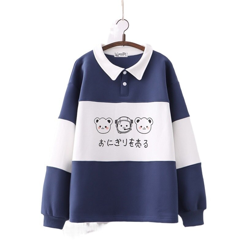 kawaiies-softtoys-plushies-kawaii-plush-Two-Tone Blue Gray Trip Bears Unisex Sweatshirts | NEW Hoodies Navy Blue 