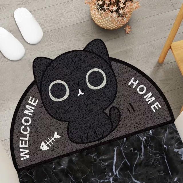 Welcome Home Kitty Cat Semi Circle Shape Mat - Kawaiies - Adorable - Cute - Plushies - Plush - Kawaii