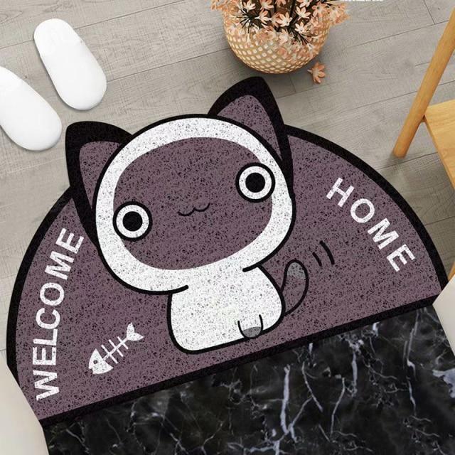 Welcome Home Kitty Cat Semi Circle Shape Mat - Kawaiies - Adorable - Cute - Plushies - Plush - Kawaii