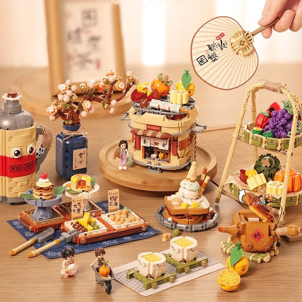 kawaiies-softtoys-plushies-kawaii-plush-Wonders of Asia Teatime Nano Building Set | NEW Build it Set of 4 Without Box 