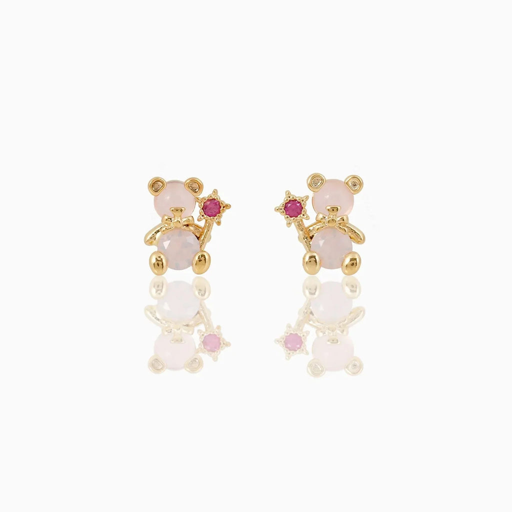 kawaiies-softtoys-plushies-kawaii-plush-Zircon Light Pink Round Gold-plated Earring Earrings Gold 